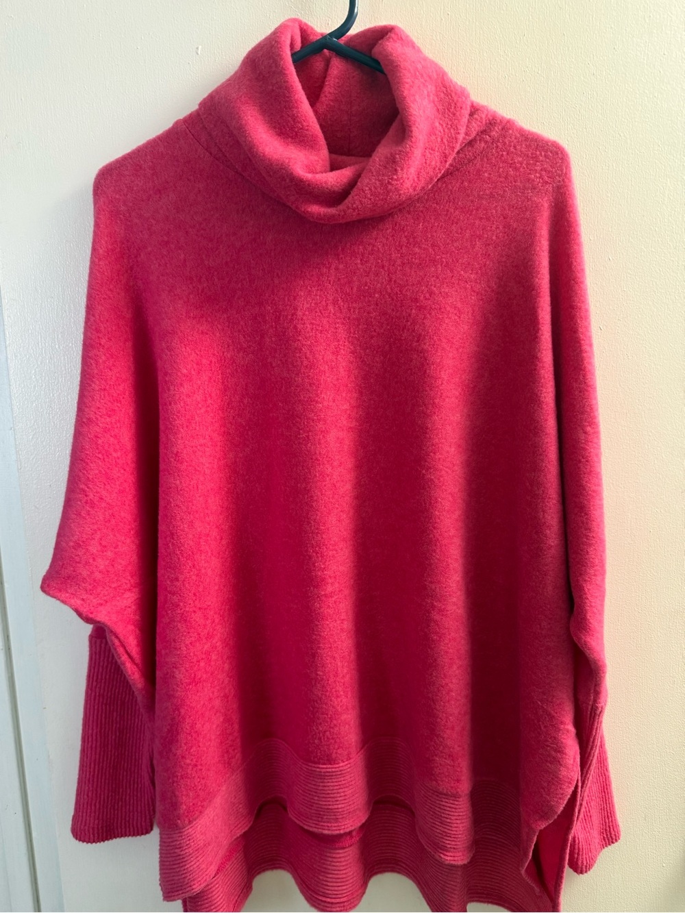 Women's Oversized Cowl Neck Sweater in Bright Pink